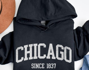 Chicago Since 1837 Hoodie, Stylish Hoodie, Tone on Tone lettering, light colors, Hooded Sweatshirt, Gift, Cozy Unisex Sweatshirt