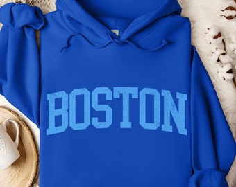 Boston Hoodie, Stylish Hoodie, Tone on Tone lettering, dark colors, Hooded Sweatshirt, Sweatshirt, Gift, Cozy Unisex Sweatshirt