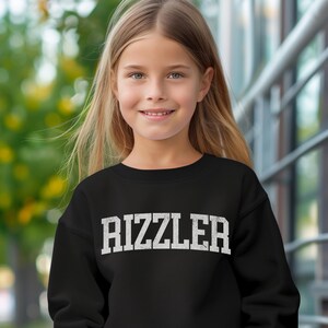 Rizzler Youth Size Sweater, Trendy Shirt, Gift for Boys, Gift for Girls, Meme Shirt, Funny Sweater, Skibidi Sigma, Gyat, Gen Alpha, wht ltr