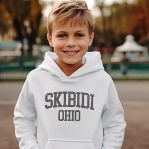 Skibidi Ohio Youth Size Hoodie, Trendy Shirt, Gift for Boys, Gift for Girls, Meme Shirt, Funny Sweater, Skibidi Sigma, Gyat, Gen Alpha