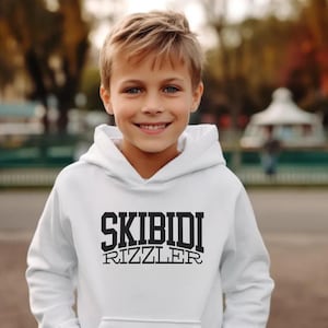 Skibidi Rizzler Youth Size Hoodie, Trendy Sweater, Gift for Boys, Gift for Girls, Meme Shirt, Funny Sweater, Skibidi Sigma, Gyat, Gen Alpha