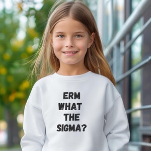 Erm What The Sigma Youth Size Sweater, Trendy Shirt, Gift for Boys, Gift for Girls, Meme Shirt, Funny Sweater, Skibidi Sigma, Gen Alpha,drk
