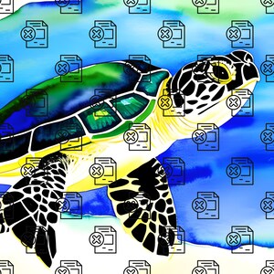 Watercolor Turtles Set of 4 Images