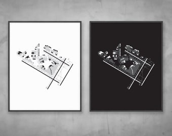 Minimalistische JFK New York City Airport Diagram Poster - Perfecte kaart voor luchtvaartliefhebbers en piloten