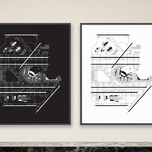 Minimalistisches ORD Chicago O'Hare Airport Map Poster - Perfektes Wandkunst-Diagramm für Luftfahrtliebhaber und Piloten - Einzigartiges Geschenk