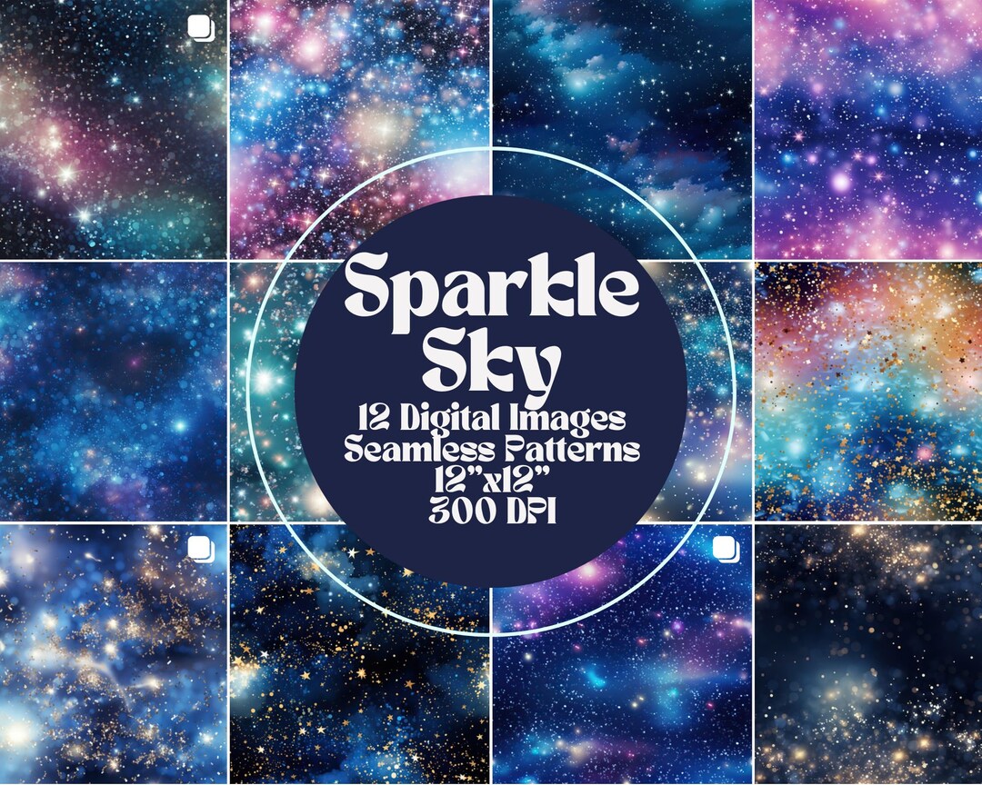 Sparkle Sky Seamless Paper / Pattern printable Starry Sky Paper, Jpeg ...