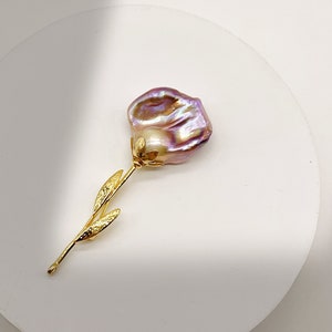 Rose Brooch for Jewelry Supply ,Natural Baroque Pearl, Vintage Jewelry ,Handmade Gift, Gift For Her