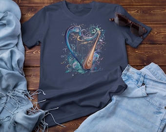Harp Harmony Tee, Instrumentalist T-Shirt, Funny Musician Gift, Orchestra Player Graphic T-Shirt, Band Geek Shirts