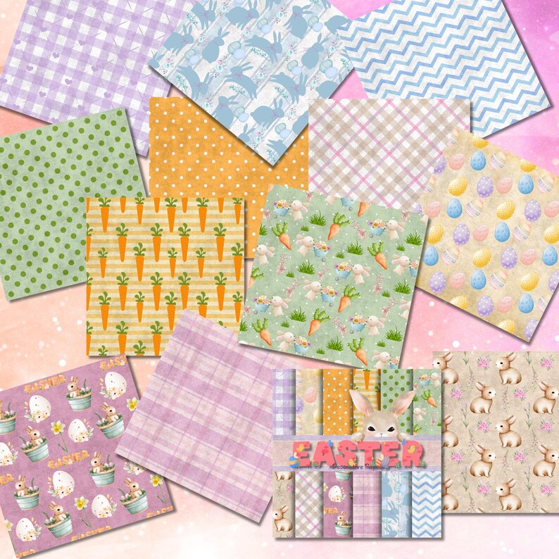 Easter Digital Paper Pack | Vintage Bunny Scrapbook Paper - 24 ...