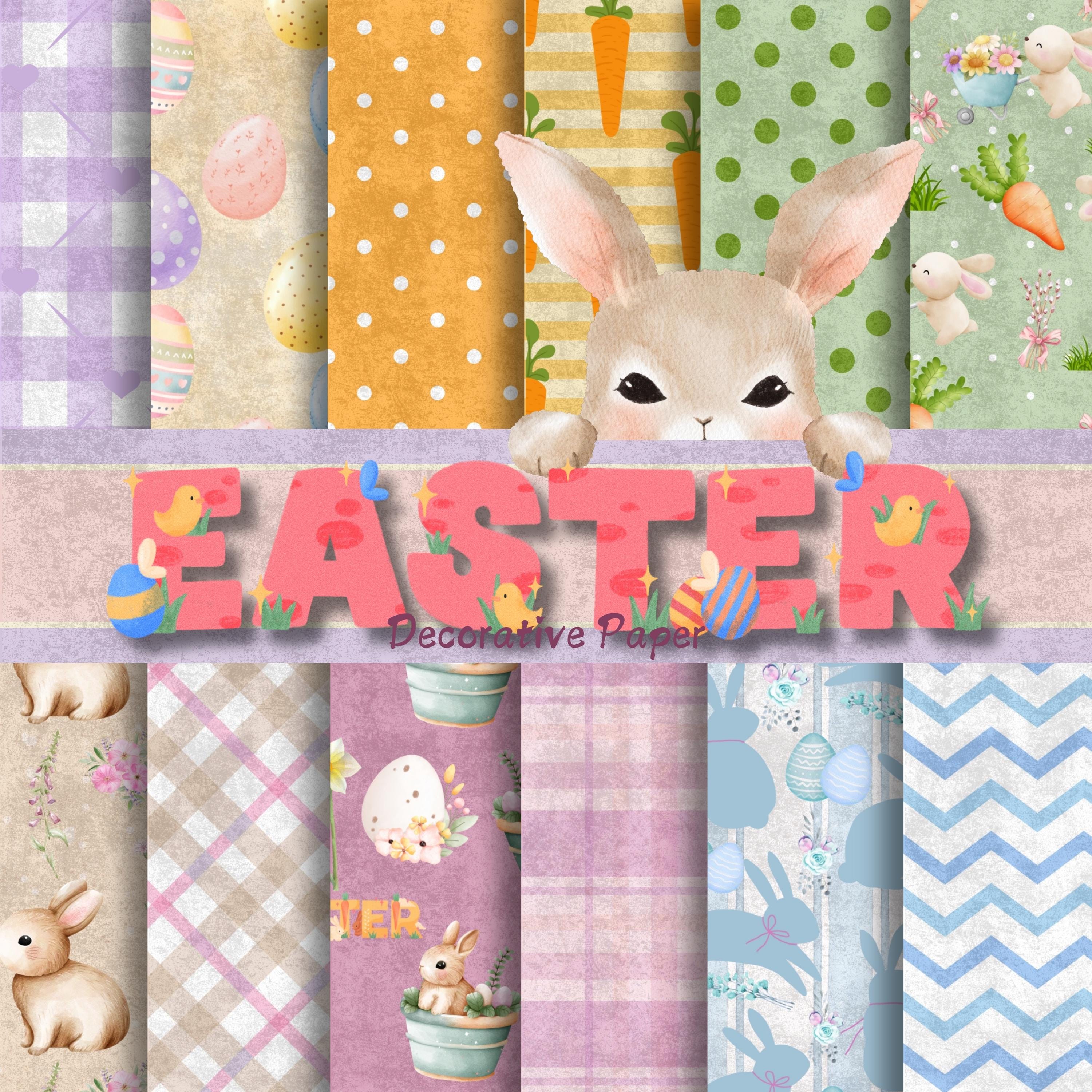Easter Digital Paper Pack | Vintage Bunny Scrapbook Paper - 24 ...