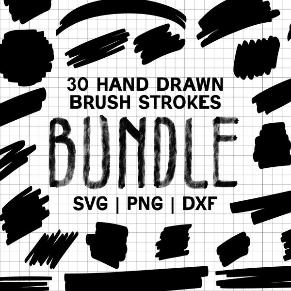 30 Brushstrokes SVG Bundle - Brushstrokes SVG for Cricut - Cut file - Digital Download - SVG - Hand drawn - Paintstrokes