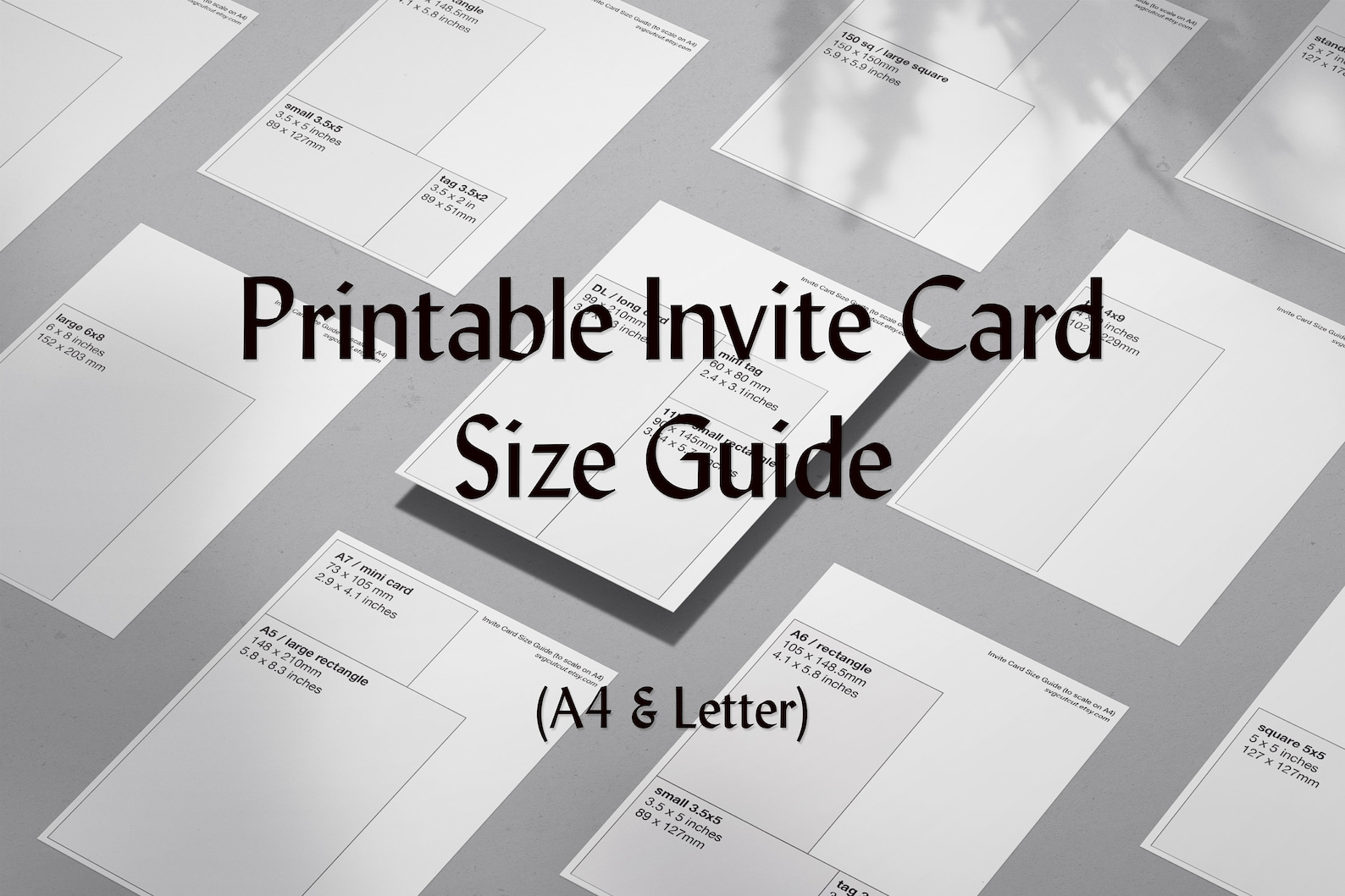 Printable Invite Card Size Guide A4 and Letter Size Wedding Invite ...