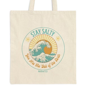 Christian Aesthetic Bible Verse Retro Canvas Tote Bag for Men, Women and Kids. Christian Merch, Scripture Worship Accessories, Book Lover