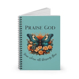 Praise God Christian Bible Verse Butterfly & Flowers Journal/Diary for Women. Scripture Notebook, Prayer and Faith Journal. Christian Merch.