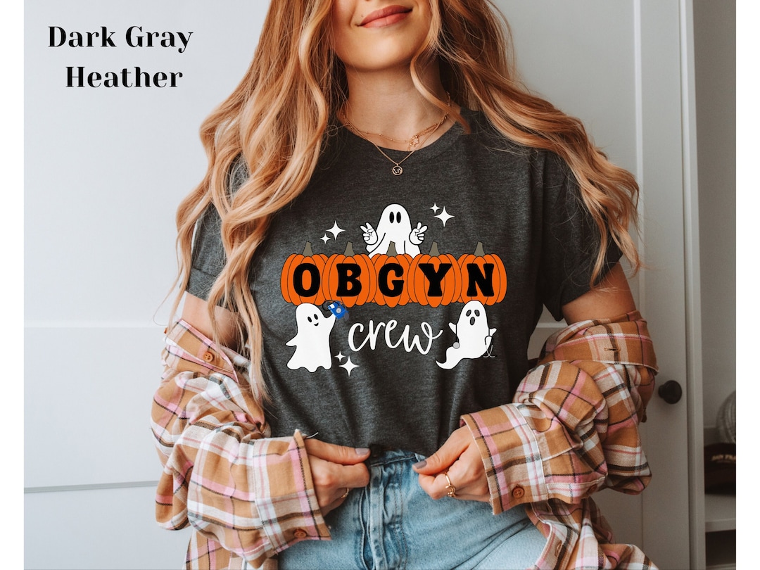 OBGYN Crew Halloween Retro Ghost & Pumpkin Shirt for Obstetrics Nurse ...