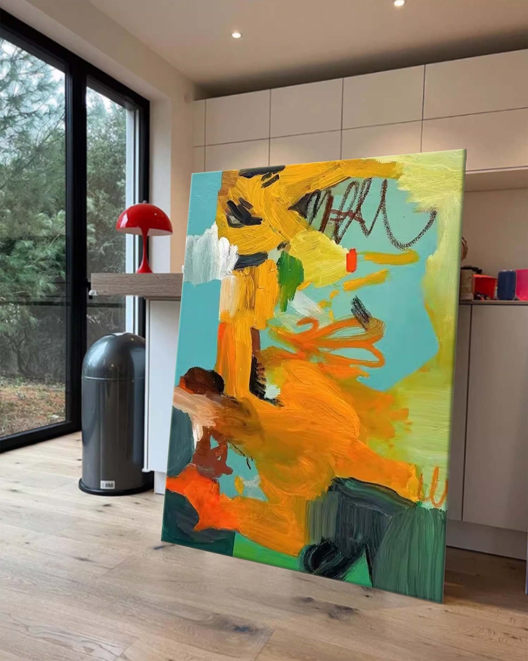 Large Modern Palette Knife Texture Colorful Abstract Wall Art Etsy