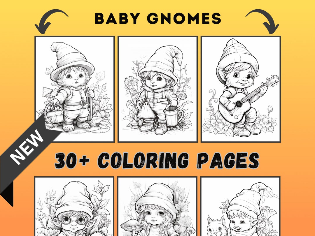 30 Baby Gnomes Coloring Pages for Adults and Kids Printable - Etsy