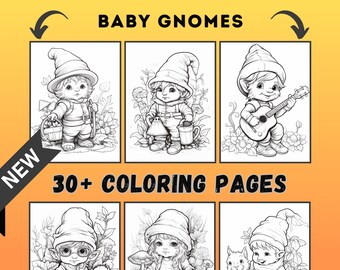 30+ Baby Gnomes Coloring Pages for Adults and Kids, Printable PDF, Coloring Book