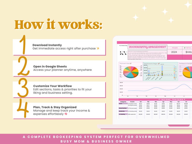 Hoja de cálculo de contabilidad para entrenadores / Rastreador de presupuesto para pequeñas empresas / Rastreador de ingresos y gastos en Google Sheets / Finanzas para mamás emprendedoras imagen 6