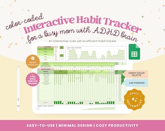 Habit Tracker Google Sheets | Busy Mom Daily Routine Planner | ADHD Self-Care Checklist | Mid Year Reset Spreadsheet Template