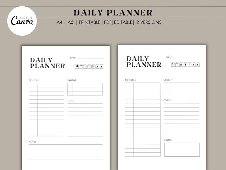 Daily Planner Template Printable Template Editable Tracker - Etsy