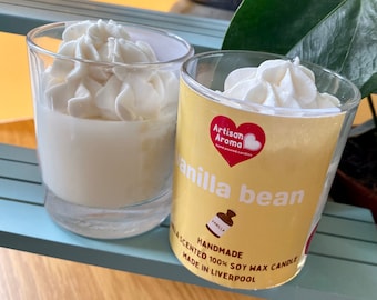 Vanilla Bean Scented Desert Candle - Handmade & Whipped Top  - Soy Candle - Vanilla Container Candle Gift