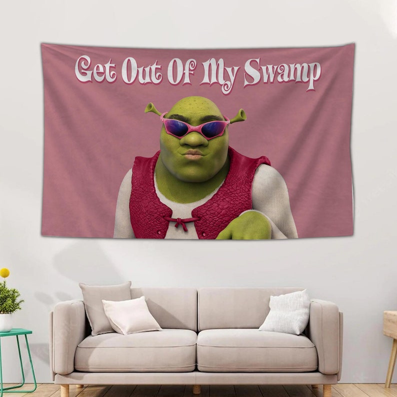 Get Out of My Swamp V1 Meme Funny Tapestry Shrek Tapestries Etsy