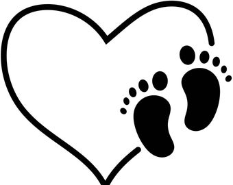 Baby Footprint SVG, Cute Heart Design (Digital Download)