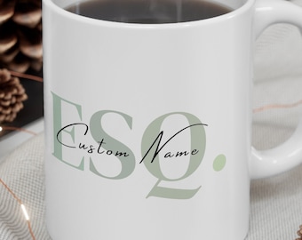 Tasse personnalisée Esquire, cadeaux d'étudiant en droit, idée cadeau d'avocat, cadeau d'avocat, tasse d'avocat, diplôme en droit, femmes en droit, cadeau d'école de droit