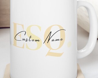 Tasse personnalisée Esquire, cadeaux d'étudiant en droit, idée cadeau d'avocat, cadeau d'avocat, tasse d'avocat, diplôme en droit, femmes en droit, cadeau d'école de droit
