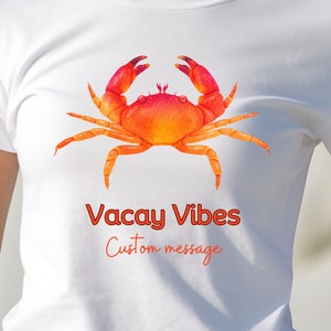 Custom Beach Trip Shirts, Vacation Family Custom T-shirts, Unisex Adults Women Men Ladies  Matching Crab Shirt, Vacay Road Trip Group Tee
