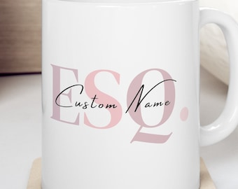 Mug personnalisé Esquire, Cadeaux pour étudiants en droit, Idée cadeau avocat, Cadeau avocat, Mug avocat, Diplôme en droit, Femmes en droit, Diplôme de la faculté de droit