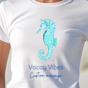 Custom Beach Trip Shirts, Vacation Family Custom T-shirts, Unisex Adults Women Men Ladies  Matching Sea Horse Shirt, Vacay Road Trip Tee