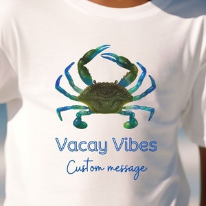 Custom Beach Trip Shirts, Vacation Family Custom T-shirts, Unisex Adults Women Men Ladies  Matching Crab Shirt, Vacay Road Trip Group Tee