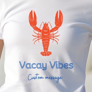 Custom Beach Trip Shirts, Vacation Family Custom T-shirts, Unisex Adults Women Men Ladies  Matching Lobster Shirt, Vacay Road Trip Group Tee