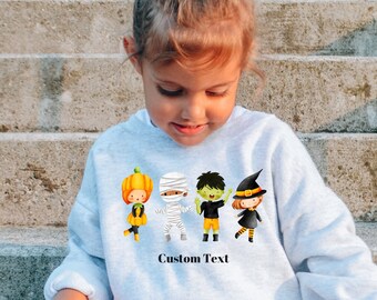 Custom Kids Halloween Sweatshirt, Halloween Toddler Long Sleeve Tee, Cute Kids Halloween Sweatshirt, Personalized Kids Halloween Shirt