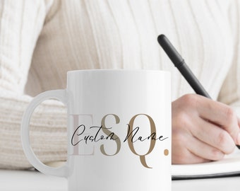 Tasse personnalisée Esquire, cadeaux d'étudiant en droit, idée cadeau d'avocat, cadeau d'avocat, tasse d'avocat, diplôme en droit, femmes en droit, cadeau d'école de droit