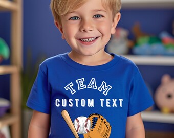 Camisa de béisbol personalizada para niños, camiseta de béisbol personalizada para niños pequeños, camiseta de béisbol para niños, camisa de equipo deportivo personalizada, linda camisa deportiva personalizada