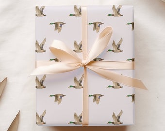 Classic Mallard Duck Wrapping Paper, Duck Hunting Gift Wrap, Quality Gift Sheets, Present Ideas for Woodland Themed Baby Shower or Birthday