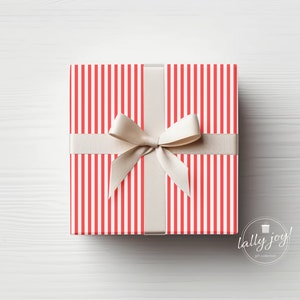 Red and Light Pink Striped Wrapping Paper, Holiday Gift Wrap, Preppy Wrapping