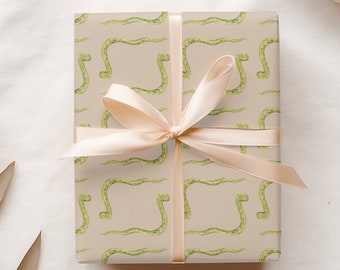 Snake Wrapping, Illustrated Gift Wrap, Reptile Themed Birthday Party or Baby Shower