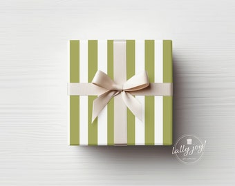 Green Wide Stripe Gift Wrap, Striped Wrapping, All Occasion Wrapping Paper