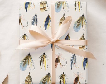 Watercolor Fishing Lure Gift Wrap, Illustrated Fishing Tackle Wrapping Paper, All Occasion Quality Matte Gift Sheets, Gift for Fisherman Dad