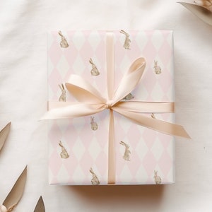 Bunnies and Pink Bows Gift Wrap, Easter Wrapping Paper, Gifts for Expectant Parent or Baby Shower