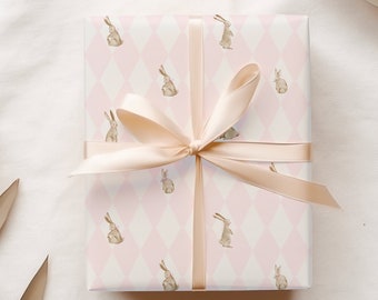 Bunnies and Pink Bows Gift Wrap, Easter Wrapping Paper, Gifts for Expectant Parent or Baby Shower