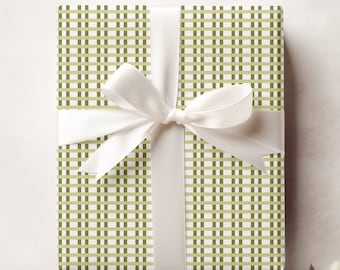 Green Check Gift Wrap, Striped Wrapping, Multi Stripes Wrapping Paper, All Occasion Gift Wrap