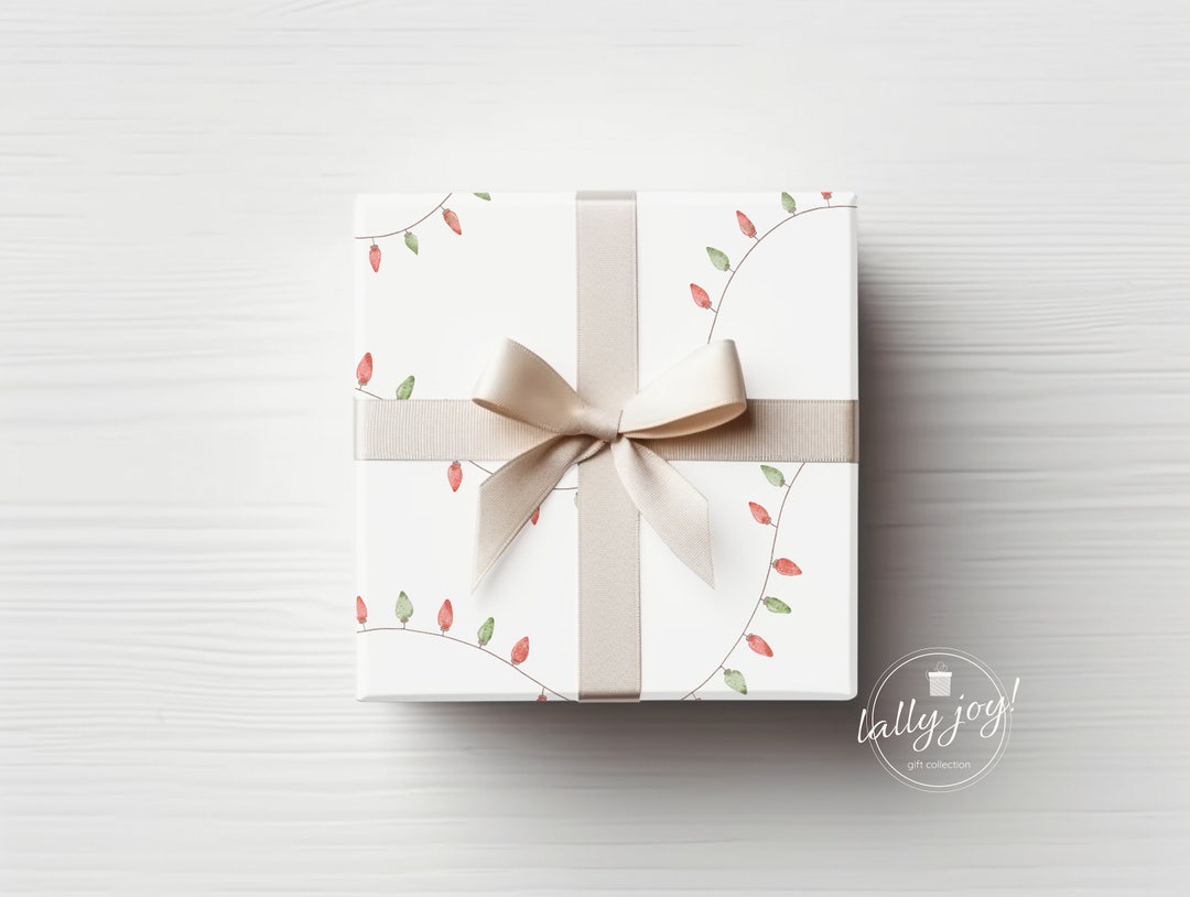 Christmas Lights Gift Wrap, Holiday Wrapping Paper, Illustrated Gift Wrap Etsy