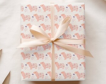Capybara Gift Wrap, Floral Wrapping Paper, Present for Capybara Lover