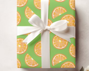 Orange Slices Gift Wrap, Citrus Fruit Wrapping Paper, Watercolor Wrapping