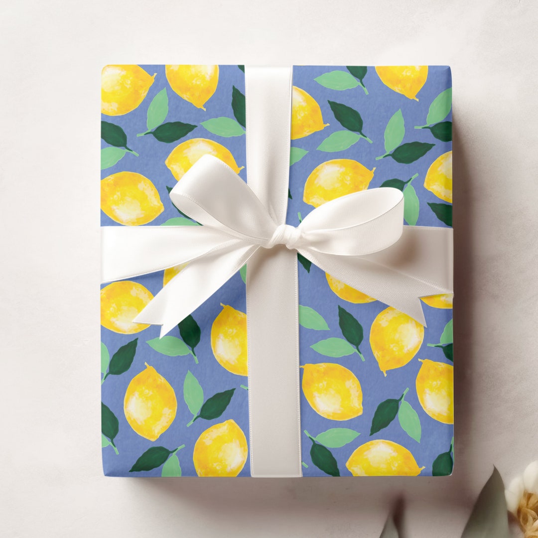 Lemon Gift Wrap, Citrus Wrapping Paper, Illustrated Wrap, Housewarming